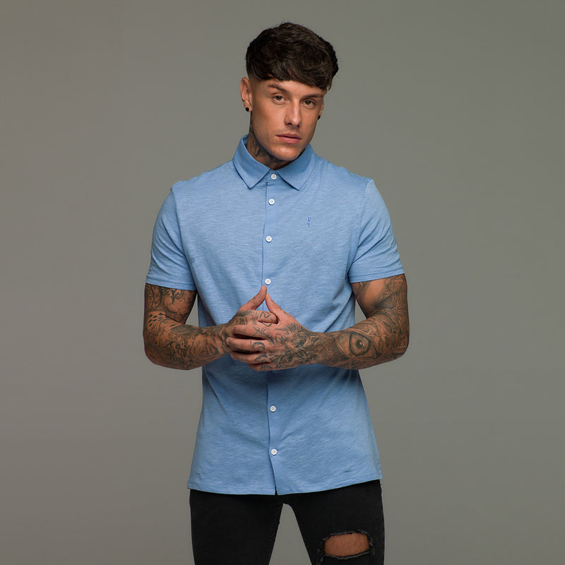 Father Sons Super Slim Baby Blue Jersey Short Sleeve - FSH015 (LAST CHANCE)