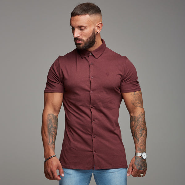 Father Sons Super Slim Burgundy Jersey Short Sleeve - FSH016 (LAST CHANCE)