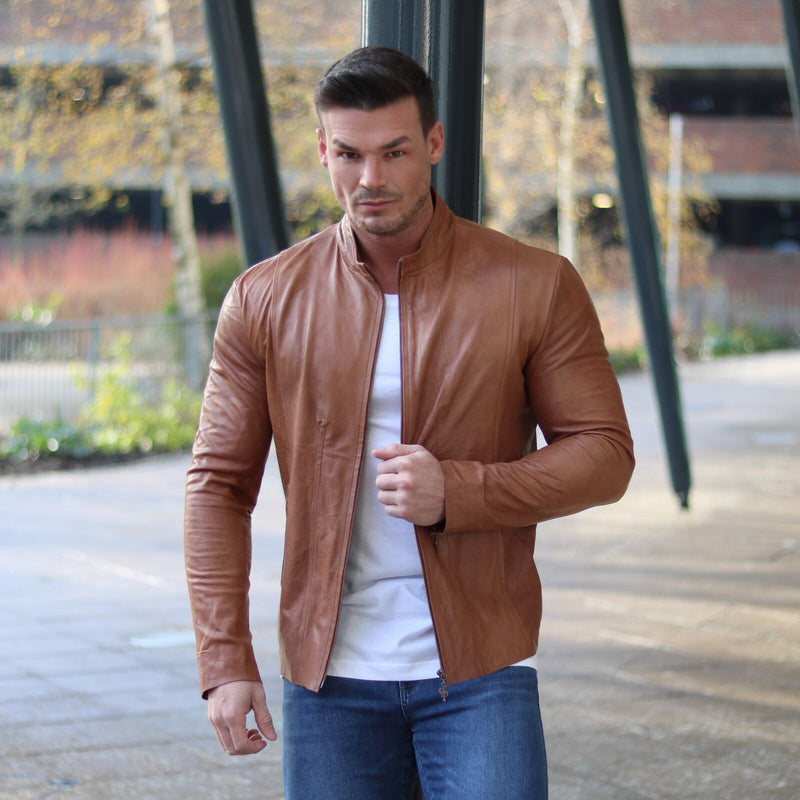 Father Sons Tan Lammlederjacke – FSH205