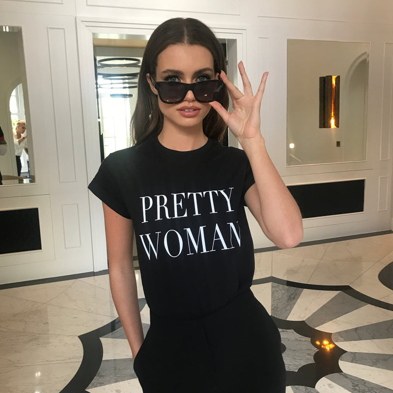 PRETTY WOMAN BLACK - SLOGAN T SHIRT CT076