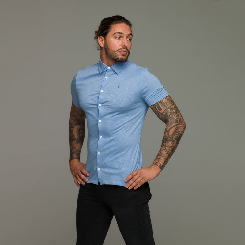 Father Sons Super Slim Baby Blue Jersey Kurzarm – FSH015 (LETZTE CHANCE)