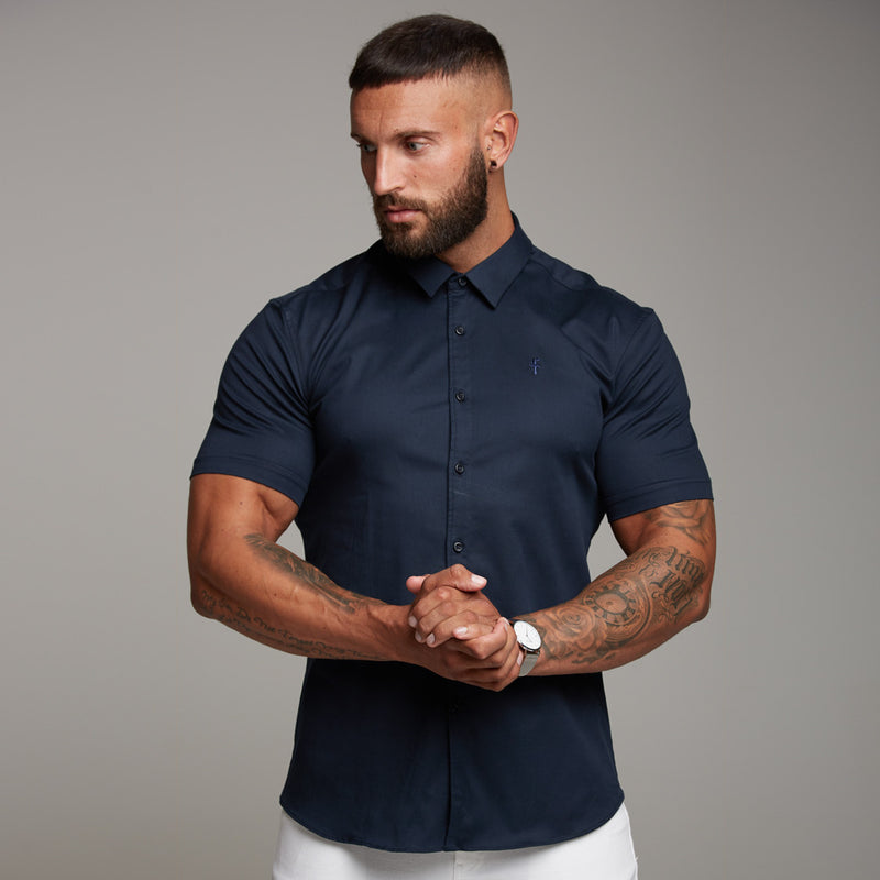 Father Sons Super Slim Luxe Ultra Stretch Classic Navy Short Sleeve -  FS330