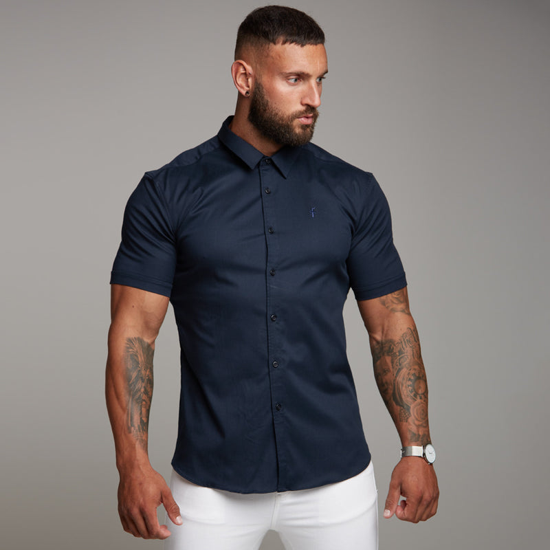 Father Sons Super Slim Luxe Ultra Stretch Classic Navy Short Sleeve -  FS330