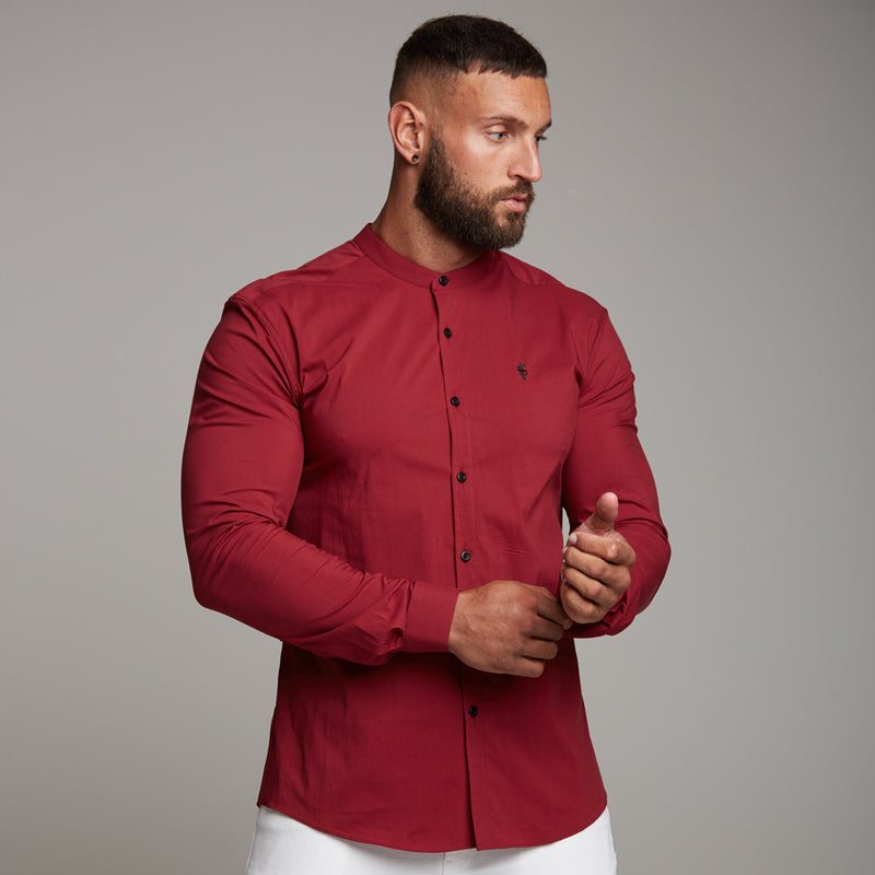 Father Sons Super Slim Stretch Classic Oxblood Grandad Collar - FS294