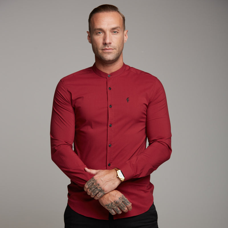 Father Sons Super Slim Stretch Classic Oxblood Grandad Collar - FS294