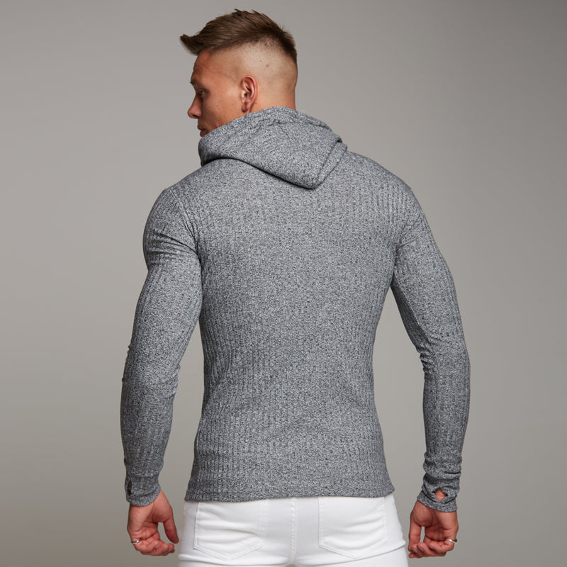 Father Sons klassischer gerippter Kapuzenpullover in Grau und Schwarz – FSH174