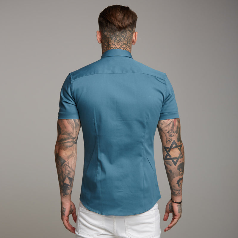 Father Sons Super Slim Stretch Teal Denim Short Sleeve - FS328