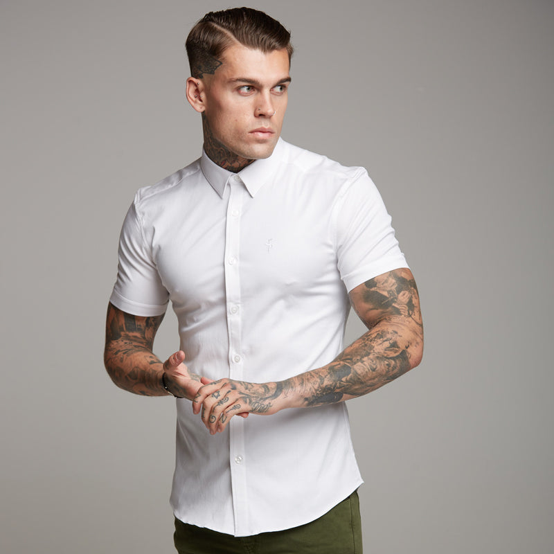 Father Sons Super Slim Luxe Ultra Stretch Classic White Short Sleeve -  FS332