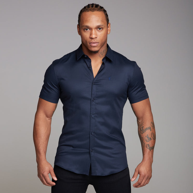 Father Sons Super Slim Luxe Ultra Stretch Classic Navy Short Sleeve -  FS330