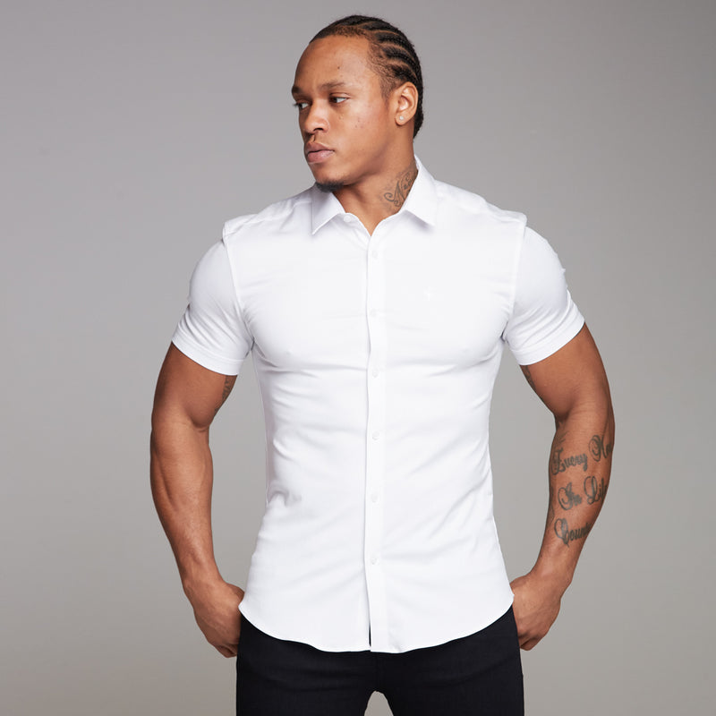 Father Sons Super Slim Luxe Ultra Stretch Classic White Short Sleeve -  FS332