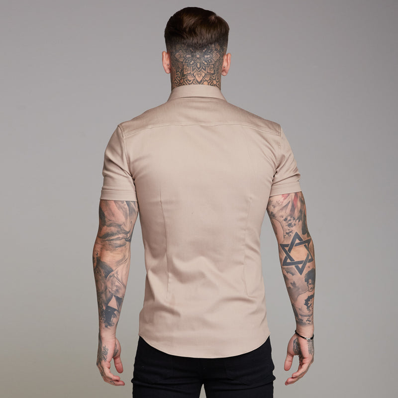 Father Sons Super Slim Stretch Beige Denim Kurzarm – FS344