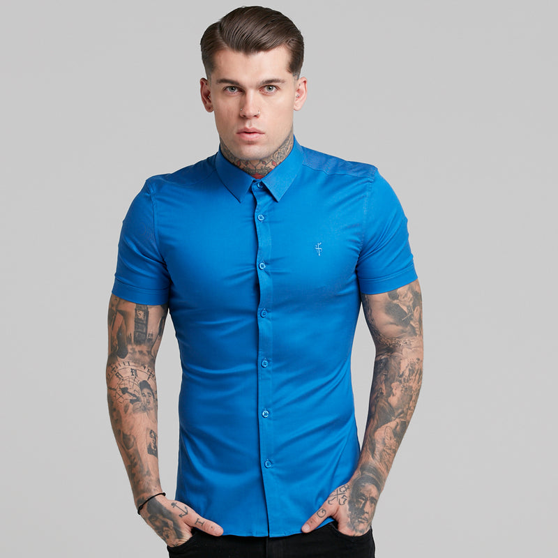 Father Sons Super Slim Luxe Ultra Stretch Mid Blue Short Sleeve -  FS384