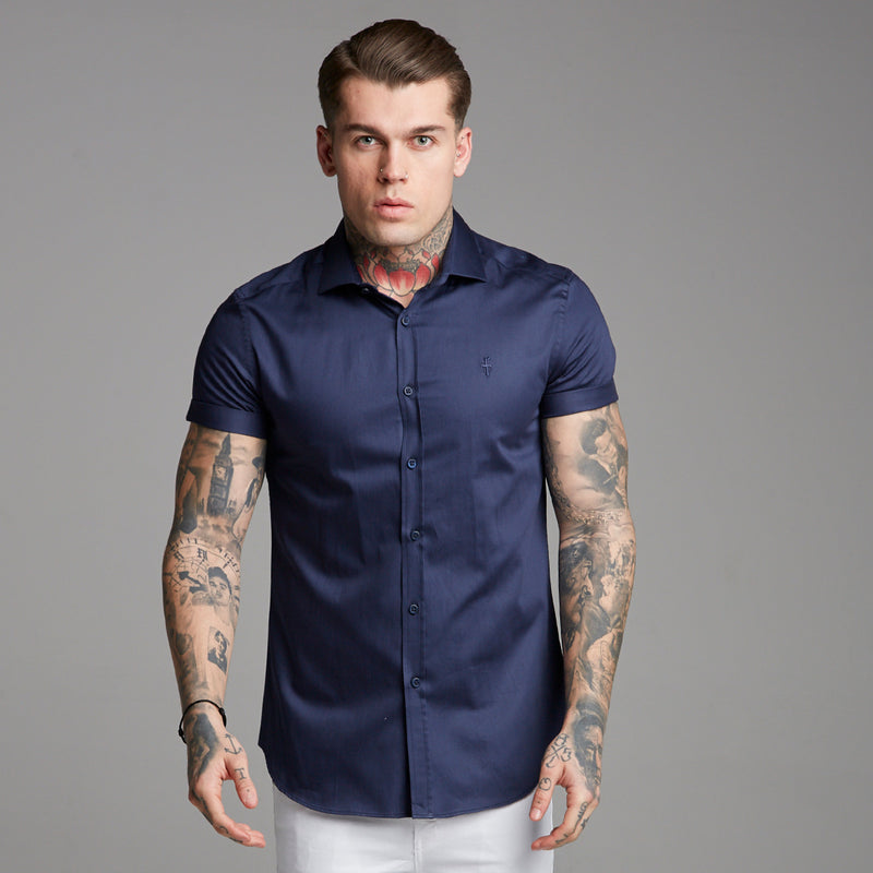 Father Sons Classic Navy Luxe Kurzarmshirt aus ägyptischer Baumwolle – FS374 (LETZTE CHANCE)