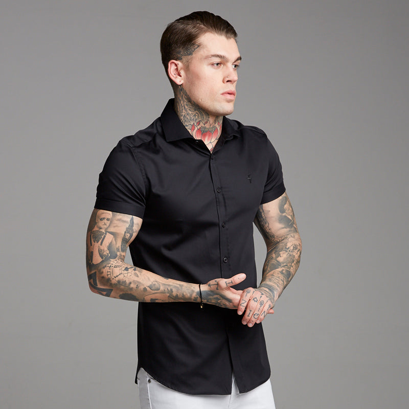 Father Sons Classic Black Luxe Short Sleeve aus ägyptischer Baumwolle – FS378