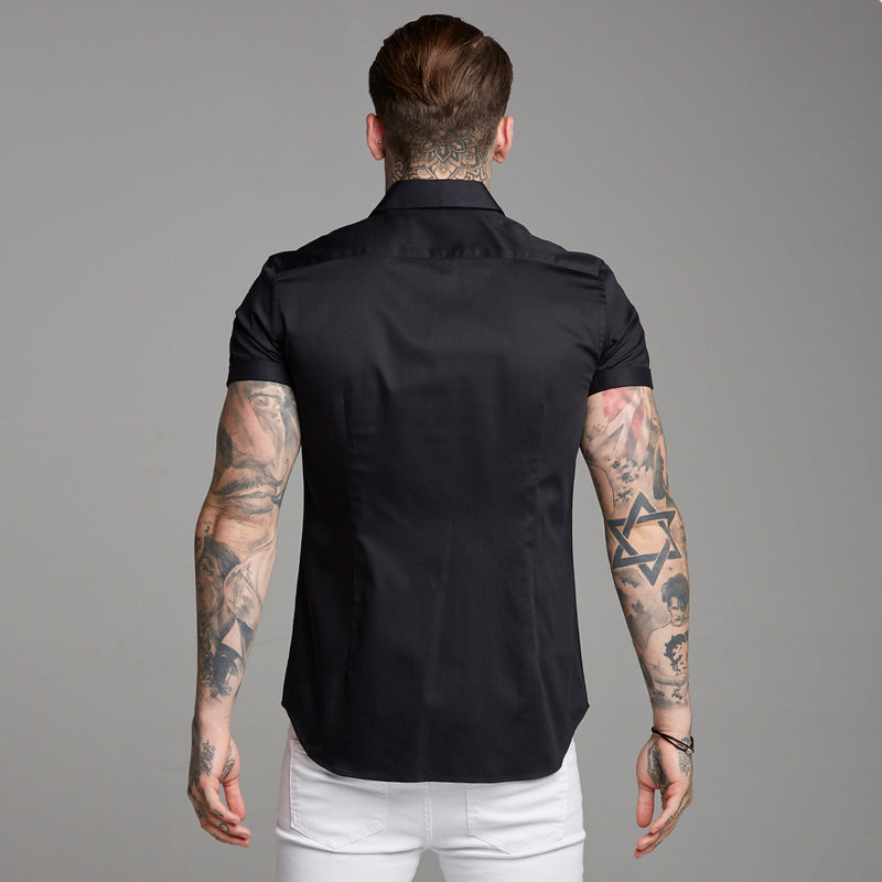 Father Sons Classic Black Luxe Short Sleeve aus ägyptischer Baumwolle – FS378