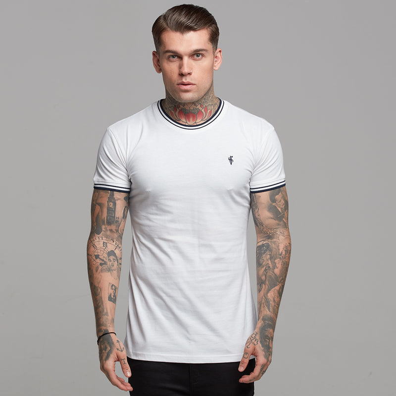 Father Sons White with Navy Contrast Crew - FSH264