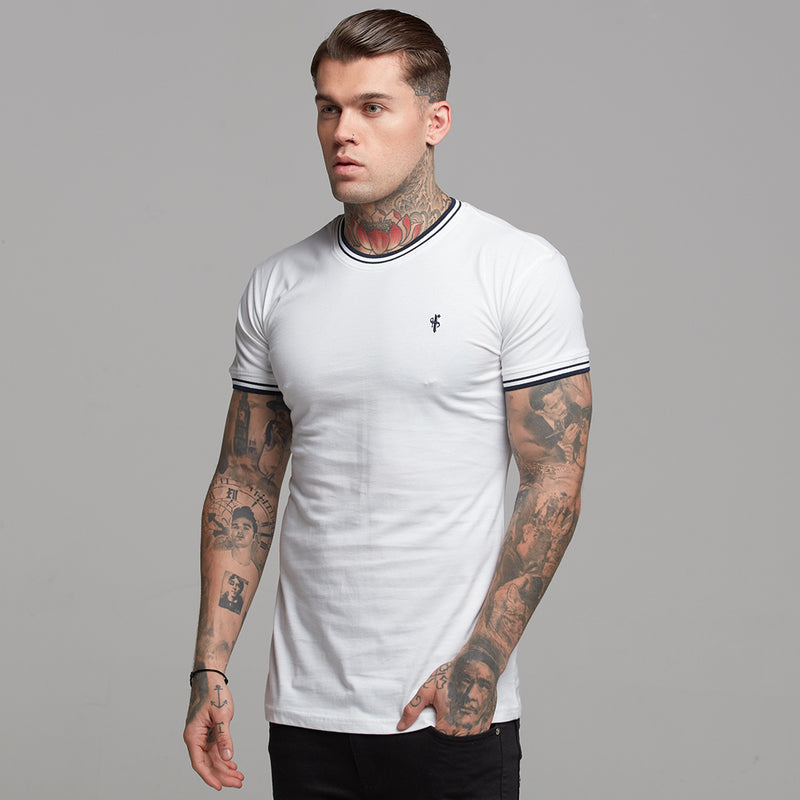 Father Sons White with Navy Contrast Crew - FSH264