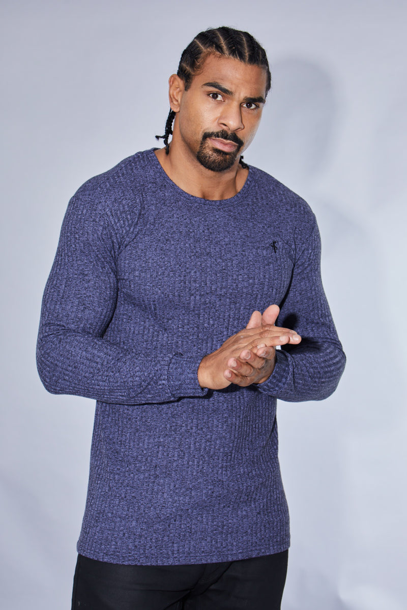 Father Sons Classic Navy Ribbed Knit Super Slim Crew – FSH114