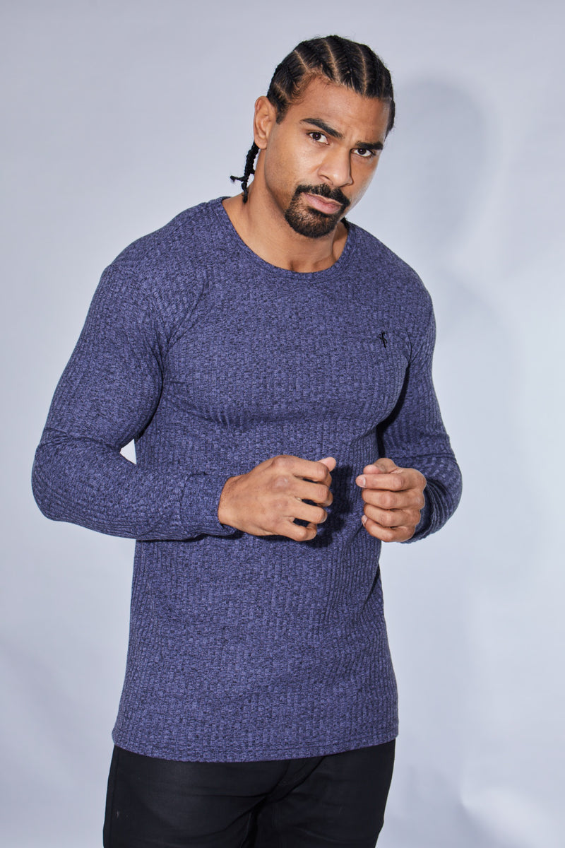 Father Sons Classic Navy Ribbed Knit Super Slim Crew – FSH114