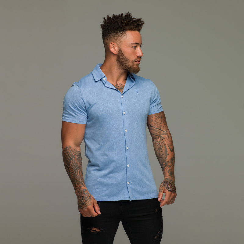 Father Sons Super Slim Baby Blue Jersey Short Sleeve - FSH015 (LAST CHANCE)