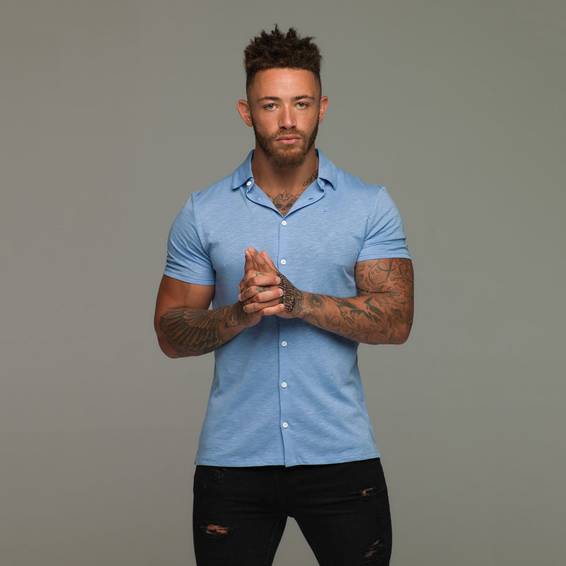 Father Sons Super Slim Baby Blue Jersey Short Sleeve - FSH015 (LAST CHANCE)