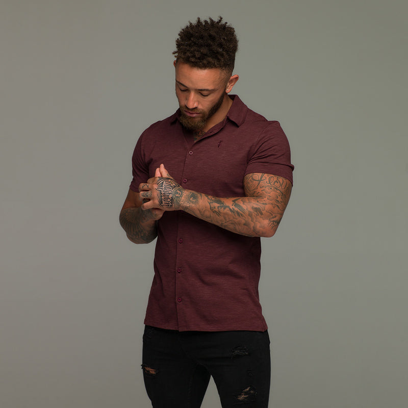 Father Sons Super Slim Burgund Jersey Kurzarm – FSH016 (LETZTE CHANCE)