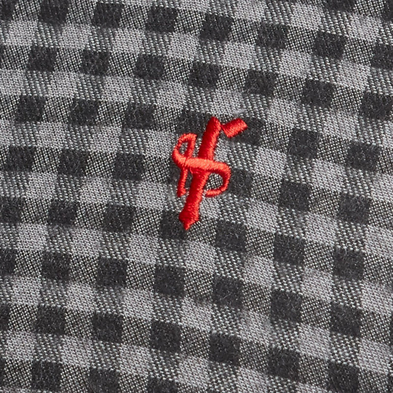 Father Sons Classic Langarmshirt mit gebürstetem Karomuster in Schwarz und Grau (rotes Emblem) – FS410 (LETZTE CHANCE)