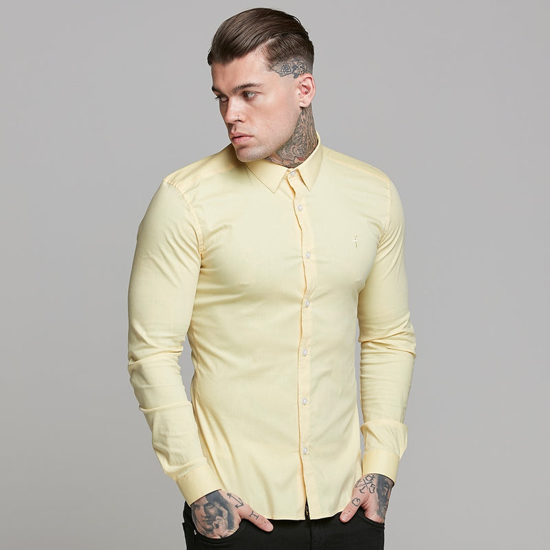 Father Sons Super Slim Ultra Stretch Gelbes Langarmshirt – FS475