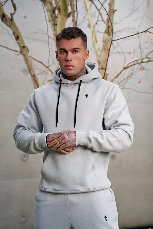 Father Sons Stone Grey Relaxed Fit Rib Panel Overhead Hoodie and Kangaroo Pocket - FSH721