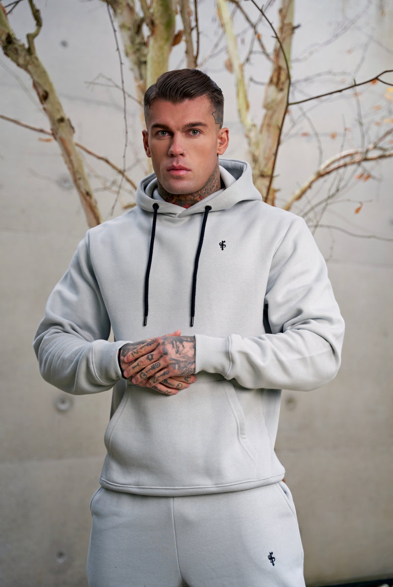 Father Sons Stone Grey Relaxed Fit Rib Panel Overhead Hoodie und Kängurutasche – FSH721