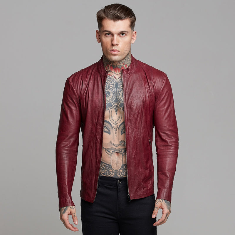 Father Sons Oxblood Lambs Leather Jacket - FSH257