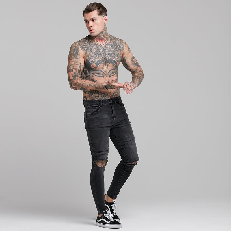 Father Sons Stretch Washed Black Ripped Tapered Ankle Skinny Jeans - FSH227