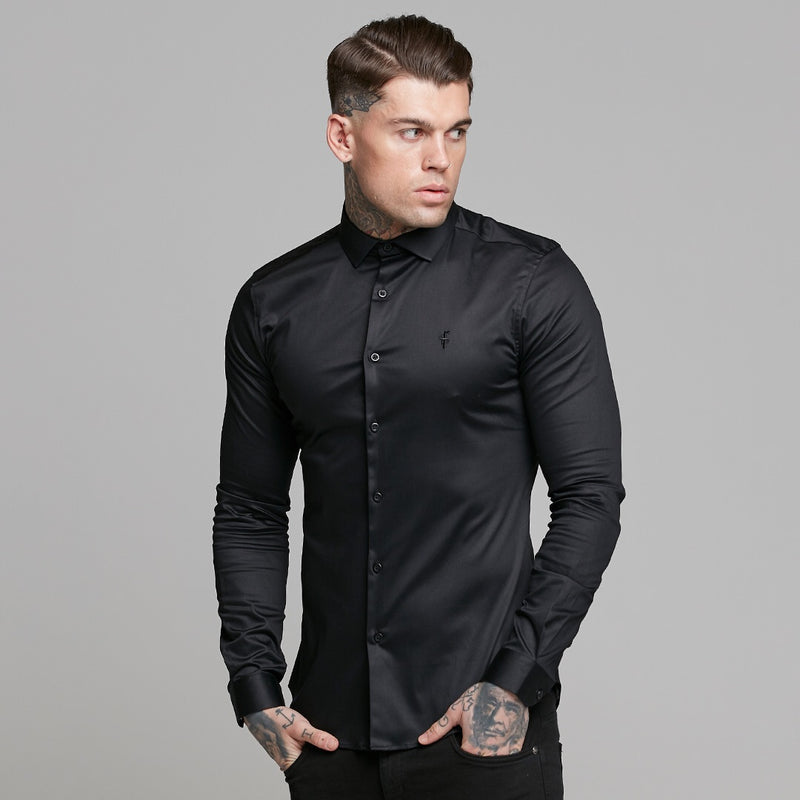 Father Sons Slim Sateen Classic Black Long Sleeve - FS545