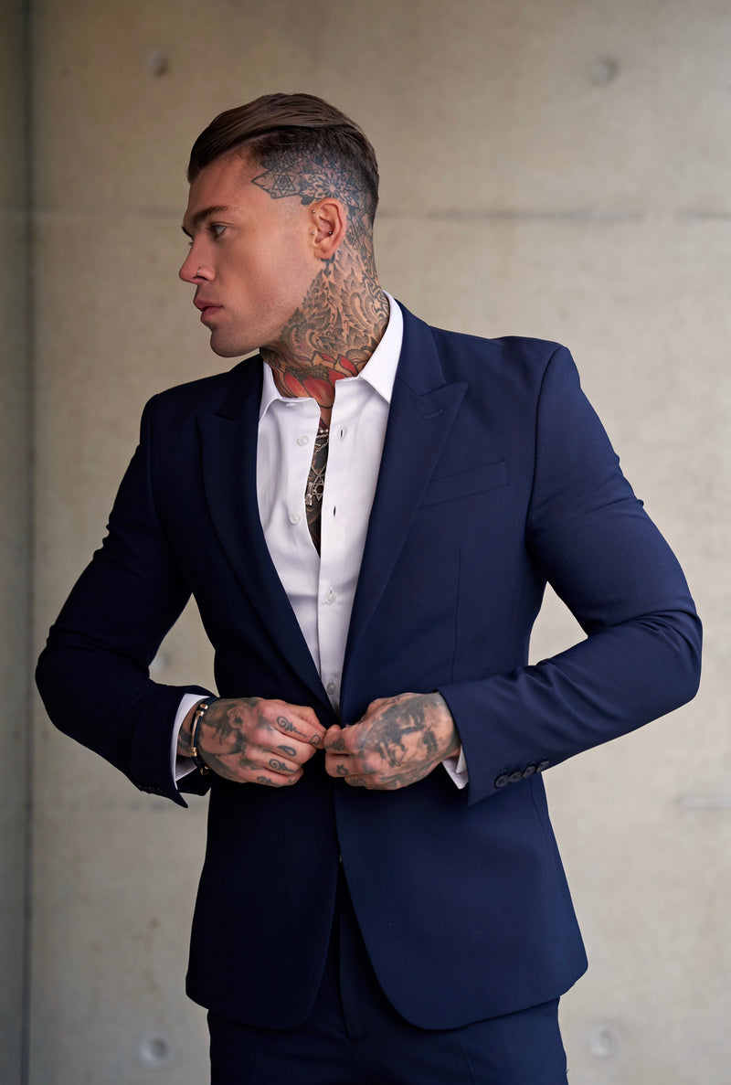 Father Sons Slim Formal Suit Jacket Plain Navy - FSJKT009