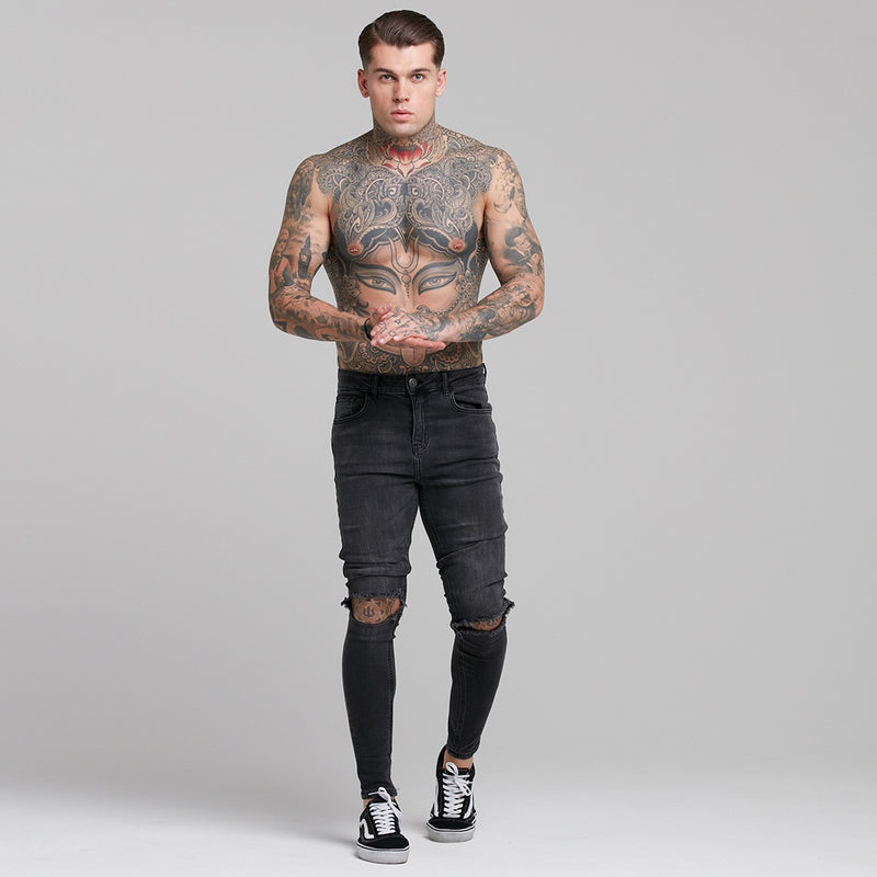 Father Sons Stretch Washed Black Ripped Tapered Ankle Skinny Jeans - FSH227