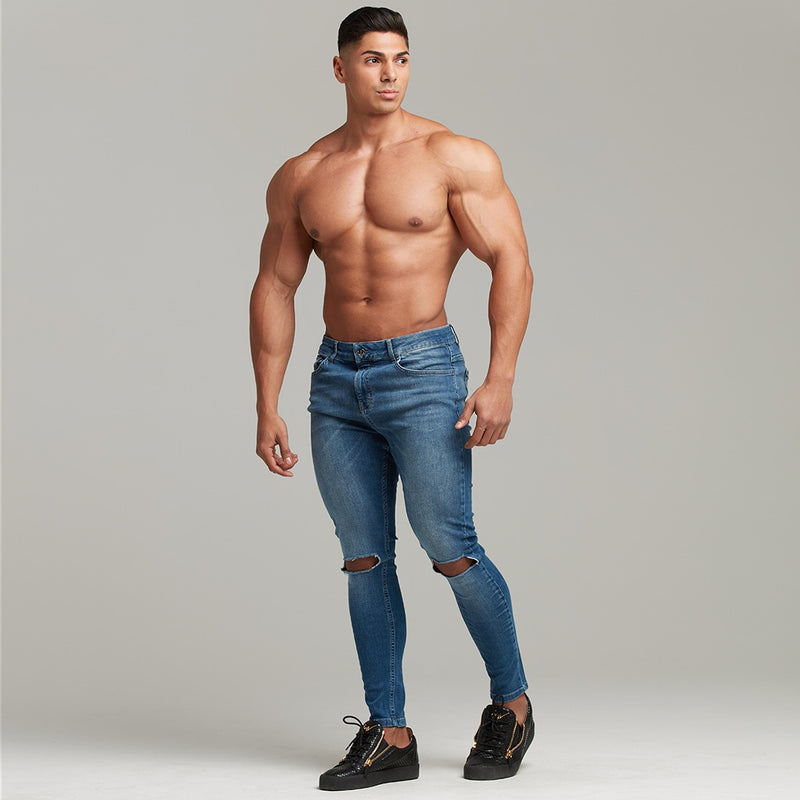 Father Sons Slim Stretch Denim Blue Distressed Ripped Jeans – FSH403