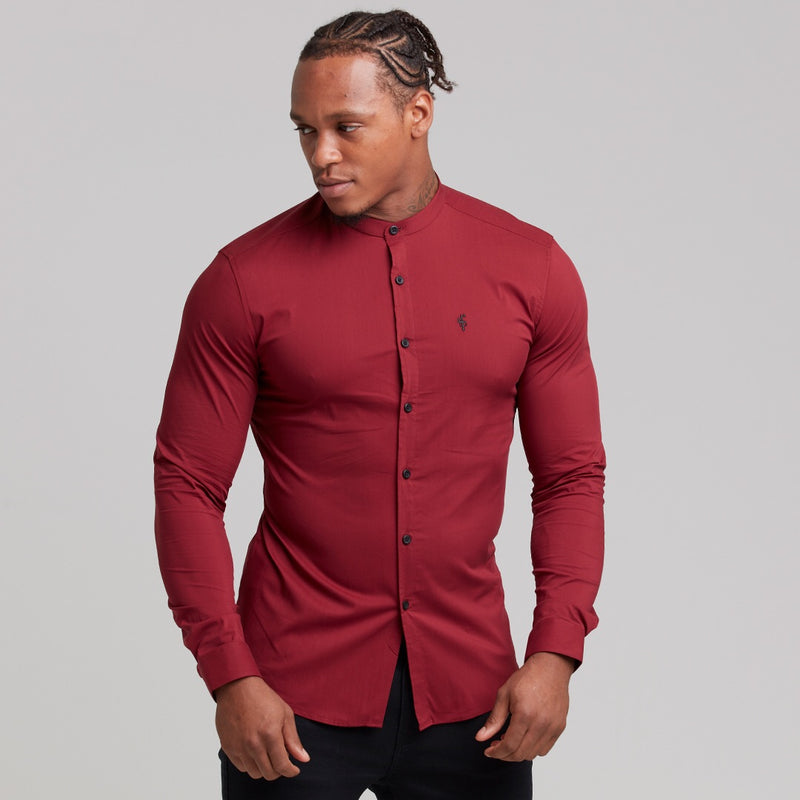 Father Sons Super Slim Stretch Classic Oxblood Grandad Collar - FS294