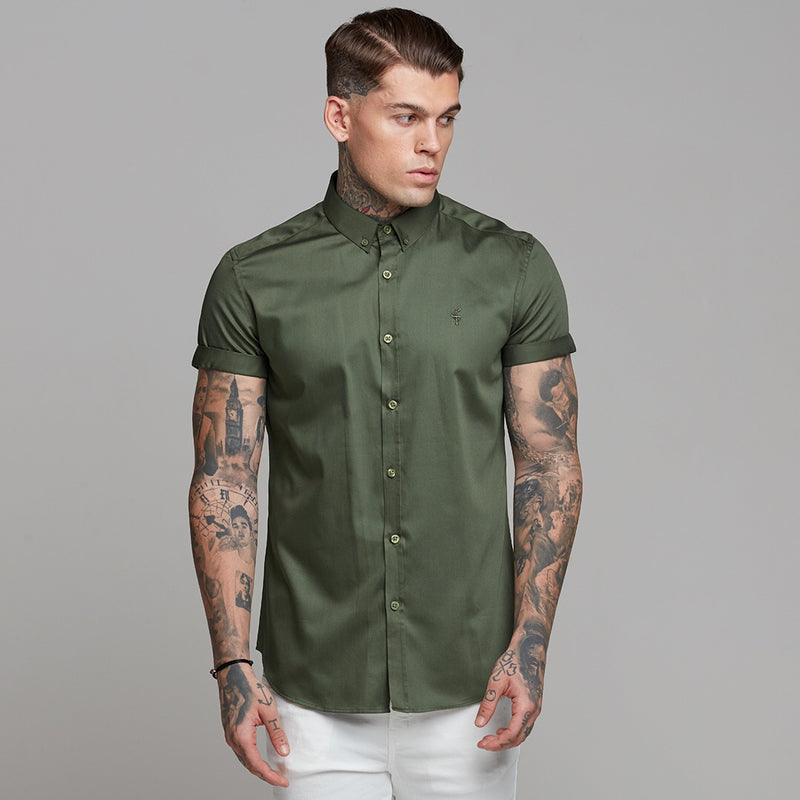 Father Sons Classic Button Down Khaki Luxe Egyptian Cotton Short Sleeve - FS502 (LAST CHANCE)