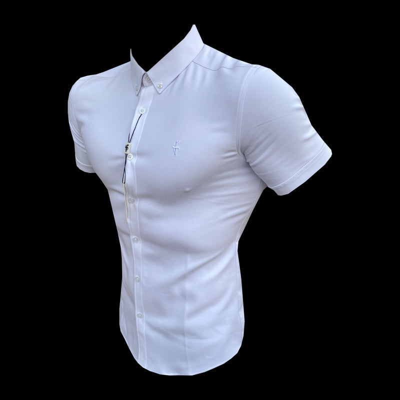 Father Sons Super Slim Scuba White Short Sleeve Stretch - FS828