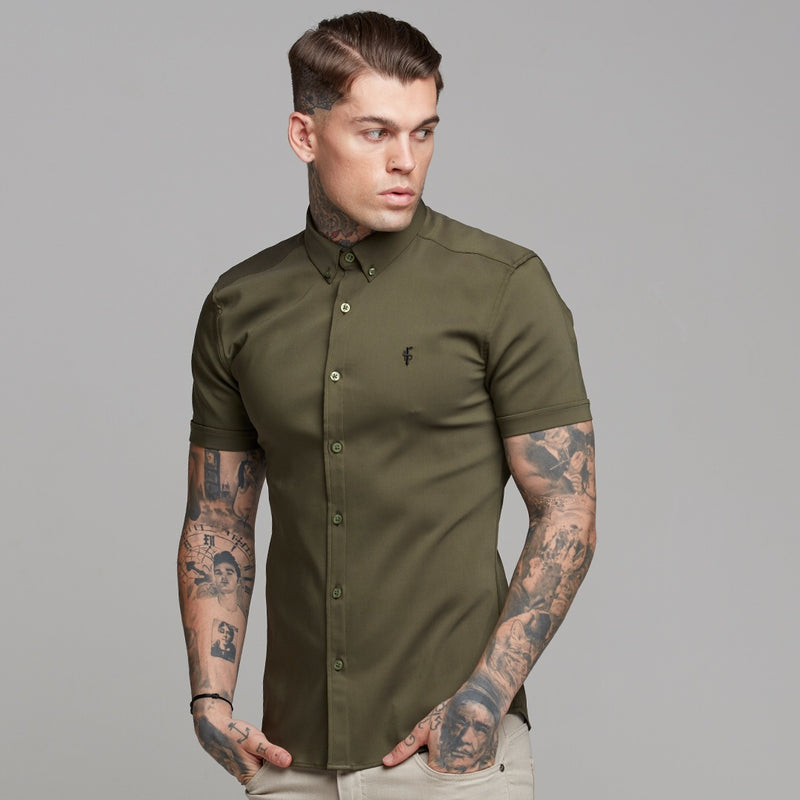 Father Sons Super Slim Ultra Stretch Classic Olive Short Sleeve - FS483