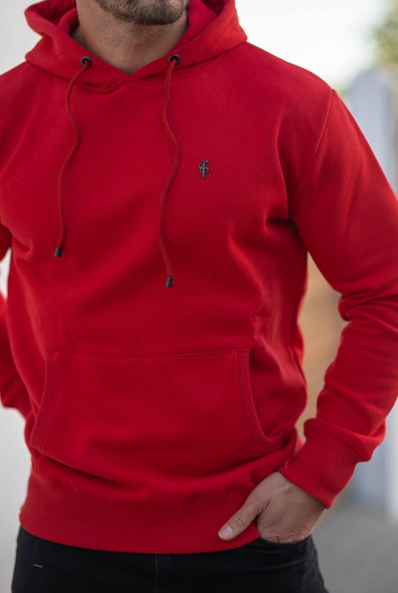 Vater-Söhne-Kapuzenpullover zum Überziehen in Rot und Schwarz – FSH549