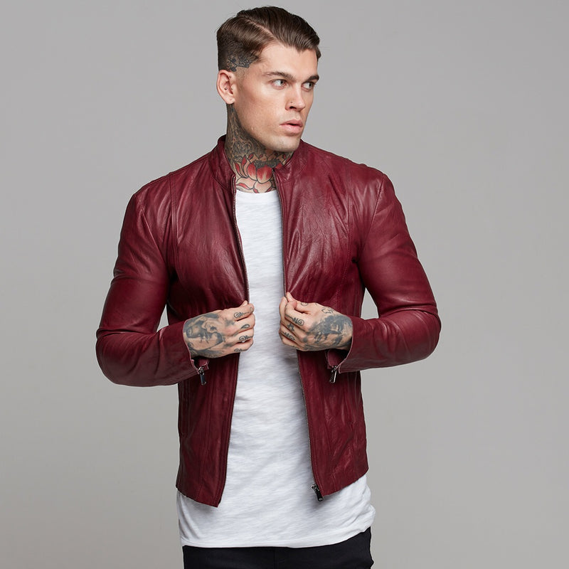 Father Sons Oxblood Lambs Leather Jacket - FSH257