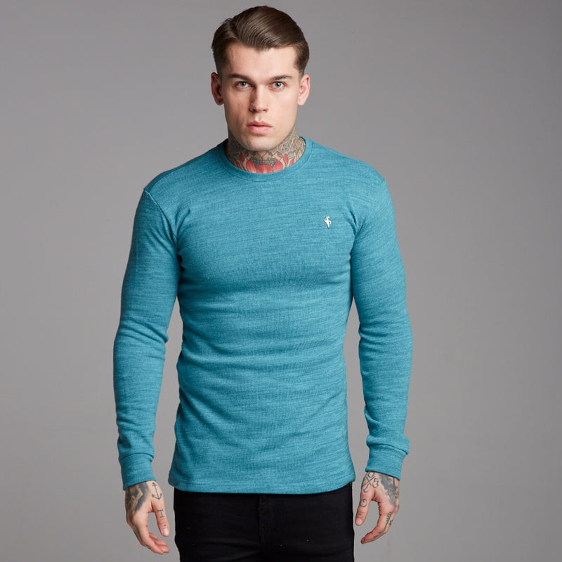 Klassischer, blaugrüner, superschlanker Pullover von Father Sons – FSH232
