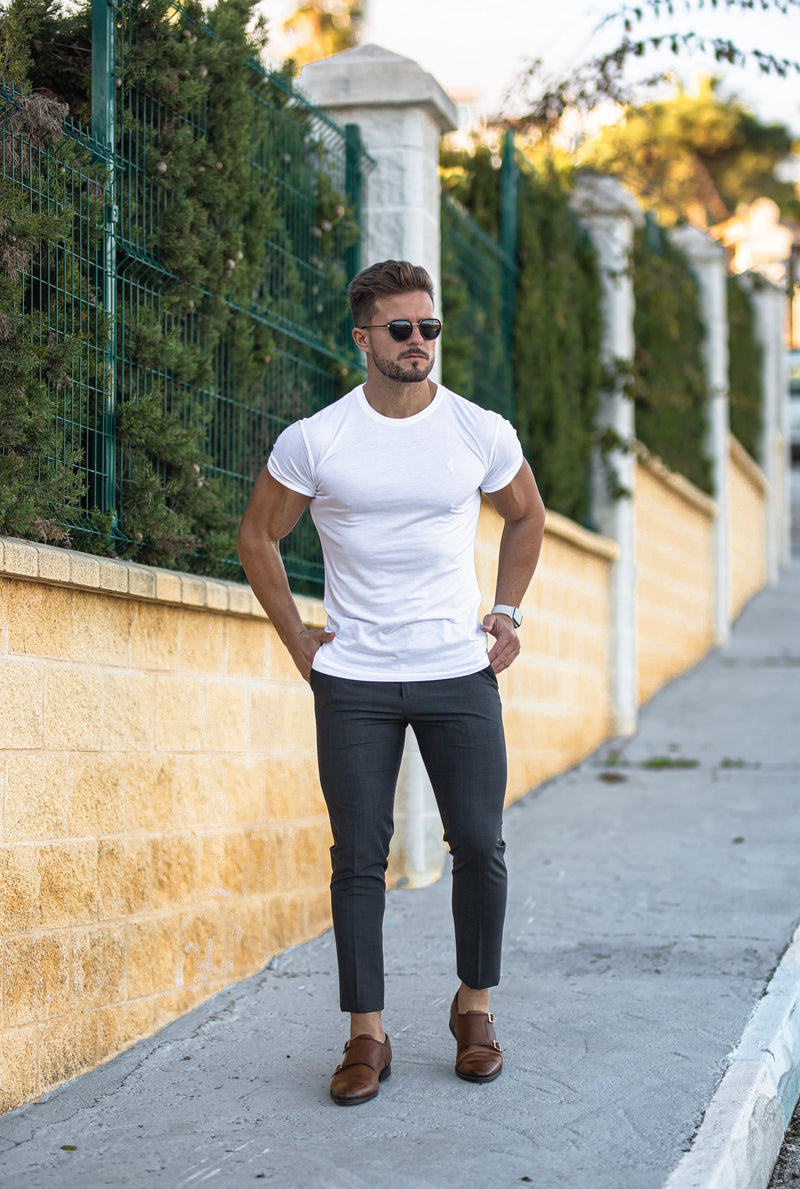 Weißes Bambus-Rundhals-T-Shirt von Vater und Sohn – FSH576
