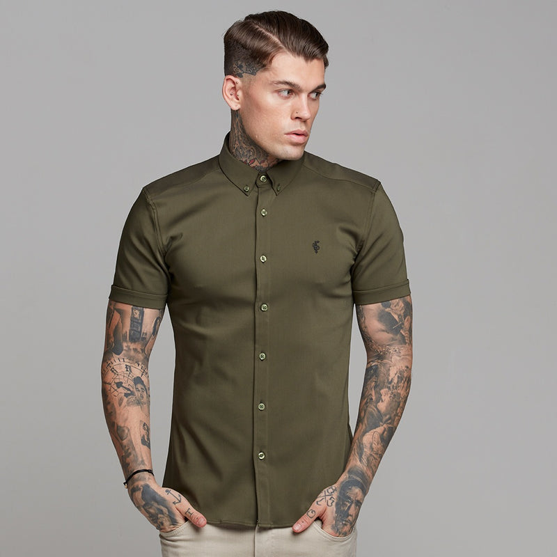 Father Sons Super Slim Ultra Stretch Classic Olive Kurzarm – FS483