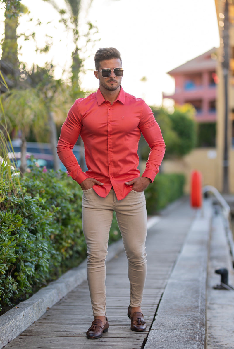 Father Sons Super Slim Luxe Ultra Stretch Classic Coral Langarm – FS670