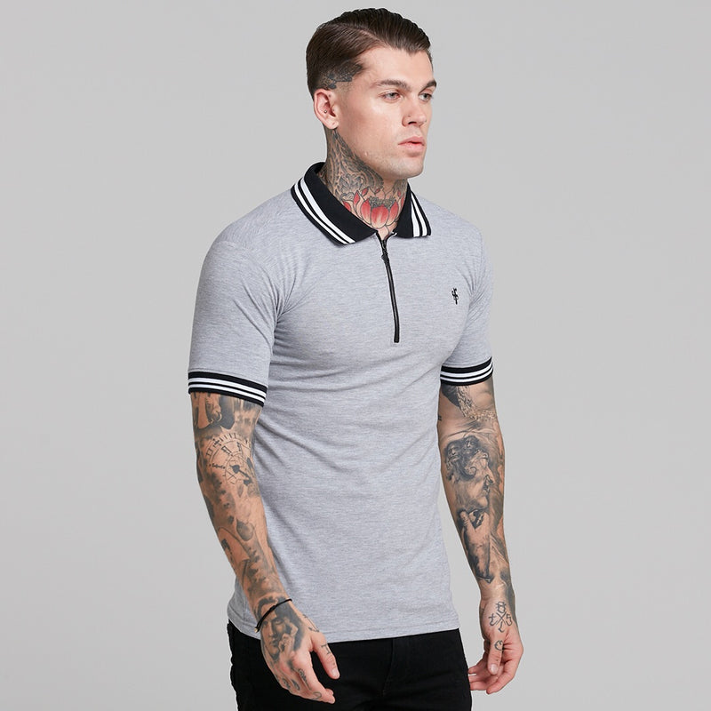 Father Sons Classic Grey Contrast Collar Polo Shirt - FSH237