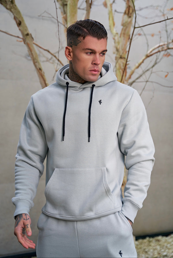 Father Sons Stone Grey Relaxed Fit Rib Panel Overhead Hoodie und Kängurutasche – FSH721