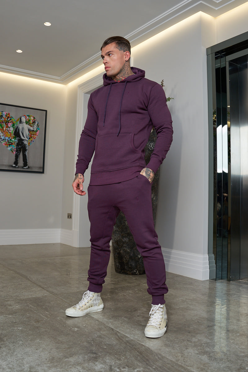 Father Sons Plum Raglan Tracksuit Bottoms with FS Embroidery - FSH704