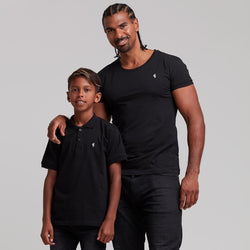 Father Sons Boys Classic Black Polo Shirt - FSB019 (LAST CHANCE)